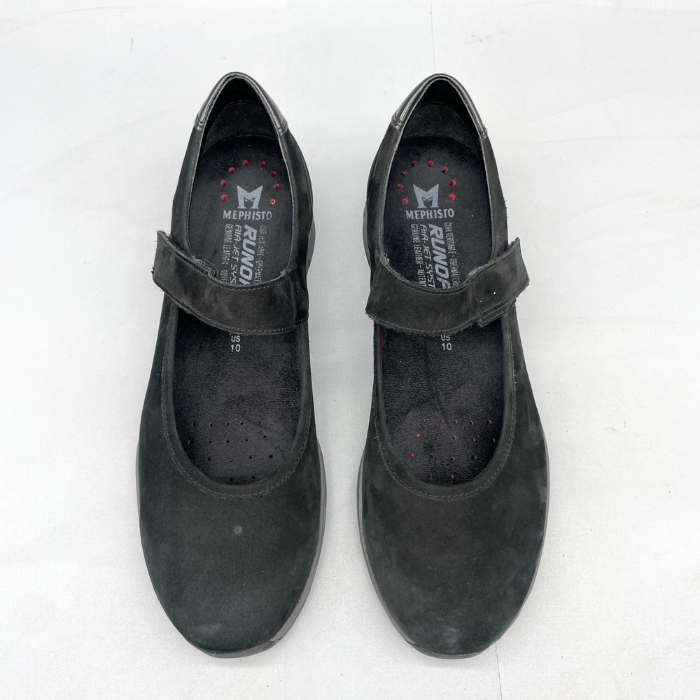 Mephisto Womens 10 Yelina Mary Jane Black Suede Runoff Comfort Walking Shoes